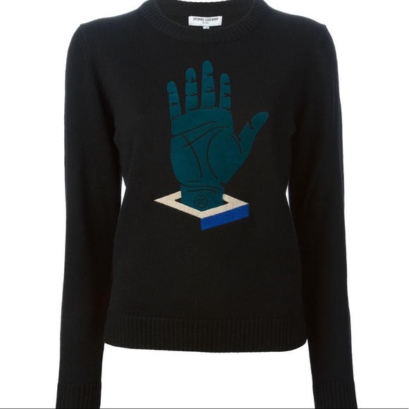 Opening Ceremony Sweaters - OPENING CEREMONY • cube hand sweater in black teal